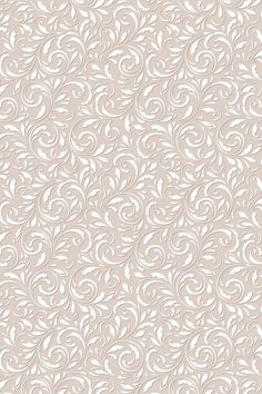 a white wallpaper with swirls and leaves on the top, in shades of beige