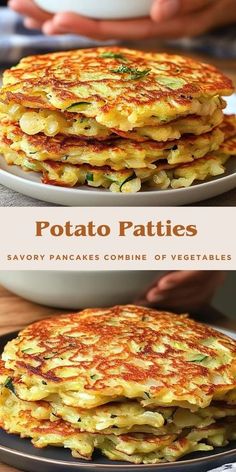 potato pancakes are stacked on top of each other