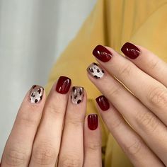 Red Leopard Print Nails, Short Fall Nail Designs, Art Patches, Red Leopard Print, Crystal Cat, Leopard Print Nails, Acrylic Press On Nails, Simple Gel Nails, Print Nails