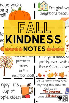 a poster with the words fall kindness notes