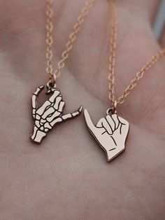 Matching 2 Necklace Gold Filled Skeleton Pinky Swear Necklace Set | Best Friend Gift | Pinky Promise Couples Jewelry | Matching Gift for Her Diy Fashion Videos, Accessories Matching, Gift For Your Best Friend, Bff Jewelry, Pinky Swear, Edgy Jewelry, Bff Necklaces, Best Friend Jewelry, Best Friend Necklaces