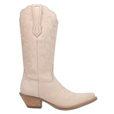 Playful and refreshing, the Flirty N' Fun boot from Dingo1969 should be an effortless and carefree pick. With its 13-inch height and detailed stitching, the slip-on Flirty N' Fun have an easygoing 2-inch heel and come in a variety of colors. Size: 9.  Color: Off-White.  Gender: female.  Age Group: adult. Tall Cowgirl Boots, Cowgirl Boots Square Toe, Corral Boots Womens, Cowboy Casual, Brown Winter Boots, Fun Embroidery, Western Boots Women, Wide Calf Boots, Beige Shoes