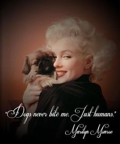 marilyn monroe holding a small dog in her arms with the caption kopeker hi beni isrimad