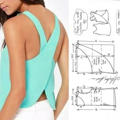 the back of a woman's top is shown with measurements and instructions for it