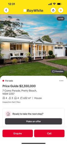 the real estate listing page for raywhite, which is now available on iphone