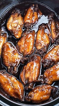 the chicken is being cooked in the slow - cooker and ready to be eaten