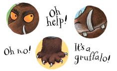 an image of three cartoon animals with words on them that say, oh help it's a grufflah