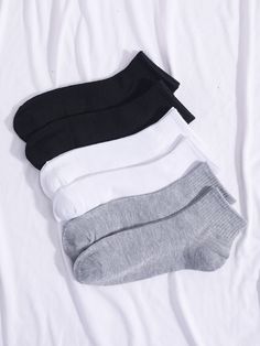 6pairs Plain Ankle Socks | SHEIN USA Grey Socks, Boy Shoes, Socks And Tights, Hijab Outfit, Trendy Fashion Women, Preppy Outfits