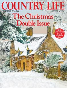 the cover of country life magazine showing a snowy scene with a house and trees covered in snow