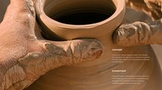 a person is making a vase on a potter's wheel with their hands in the process