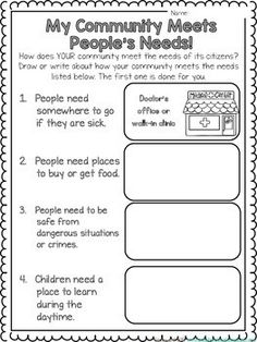 the community meets people's needs worksheet