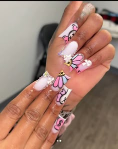 Butterfly Duck Nails, Medium Duck Nails Acrylic, Klaws Nails Acrylic, Nails Acrylic Duck, Acrylic Duck Nails, Klaws Nails, 2024 Nails