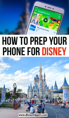 an iphone with the words how to prep your phone for disney