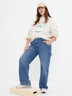 Mid Rise '90s Loose Carpenter Jeans with Washwell | Gap Medium Wash Relaxed Fit Utility Flare Jeans, Utility Style Medium Wash Relaxed Fit Flare Jeans, Utility Relaxed Fit Medium Wash Flare Jeans, Gap Straight Leg Jeans For Fall, Relaxed Fit Mid-rise Cargo Jeans For Fall, Oversized Utility Jeans For Fall, Fall Mid-rise Relaxed Fit Cargo Jeans, Casual Gap Flare Jeans For Fall, Gap Relaxed Fit Pants With Five Pockets