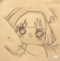 a pencil drawing of a girl with big eyes holding a book in front of her face