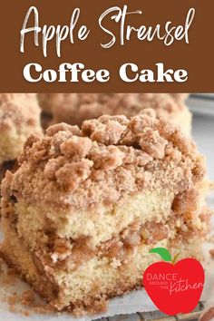 a close up of a piece of coffee cake on a plate with the title above it