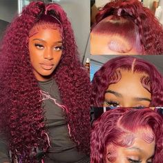 PRICES MAY VARY. ✿【13x6 99J Lace Front Wigs Human Hair Material】.brazilian 13x6 Full Full Lace Human Hair Wigs Burgundy Deep Wave Lace Front Wigs Made of 100% Unprocessed Brazilian Virgin Human Hair,, Natural and Healthy, Soft and Comfortable.Pre Plucked with Baby Hair, Feels Bouncy and Soft. satisfactory after-sales service ✿【Deep Wave Lace Front Wigs Human Hairquality&Advantage】: 13x6 lace frontal wig Soft and thick, No Tangle, Comfortable Against Skin, Can Be Dyed, Straightened and Restyled, Red Wet And Wavy Wig, Straight Frontal Wig Hairstyles, Burgundy Deep Wave, Wigs Burgundy, Bday Hair, Deep Wave Lace Front Wigs, Wigs Curly, Frontal Wig Hairstyles, Ponytail Bun