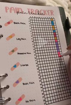 Daily Tracker Journal, Feelings Journal Ideas, Headache Tracker Bullet Journal, Bullet Journal Medication Tracker, Self Care Tracker Bullet Journal, Pain Tracker Bullet Journal, Symptom Tracker Bullet Journal, Year In Pixels Ideas, Fun Journal Pages