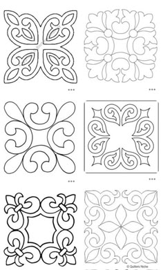 four different patterns for quilting and appliqued fabric, each with an intricate design