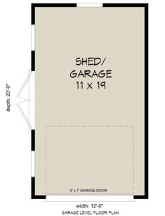 the garage floor plan for an apartment with 12'x 19'and 11 '