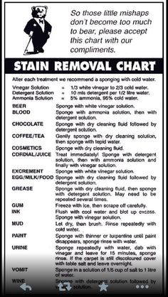 a black and white advertisement for stain removal