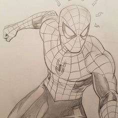 a drawing of a spider man with his arms out