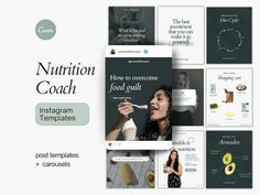 the nutrition coach instagram template is shown