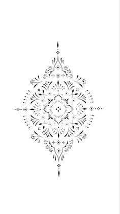 a black and white drawing of an ornate design