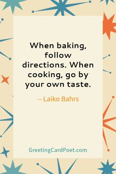 a quote on baking with stars around it