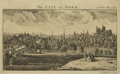 the city of york is depicted in an old engraving from london, england on display at the british museum