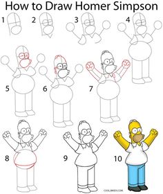 how to draw homer simpson from the simpsons cartoon character, step by step drawing instructions