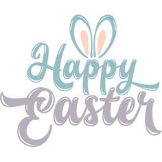 the words happy easter are painted in pastel colors