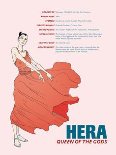 the poster for hera queen of the gods shows a woman in an orange dress