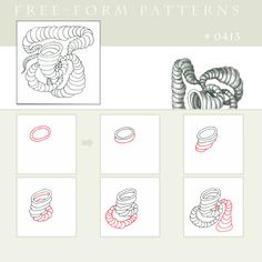 the instructions for how to draw different types of spirals and rings in this step - by - step drawing lesson