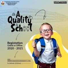 a young boy with glasses and a backpack giving the thumbs up sign for quality school