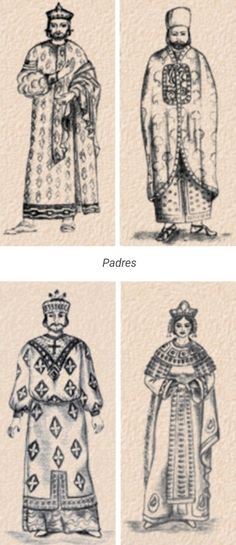 four different types of priest robes, from the earliest to the mid - 19th century