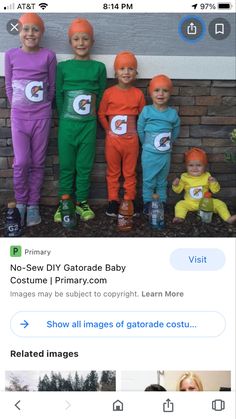 two screenshots of children in costumes and one has an instagram post about them