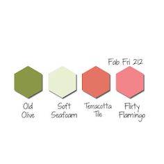 four different shades of green, pink, and white with the words fab fri 22