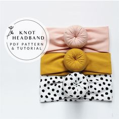 Baby Headband pattern, Round Knot Headband pattern & step by step tutorial which helps make them very quickly and easily. Bun Headbands are the perfect little gift idea for babies & mums. Create stylish, soft cotton Donut headbands which also help protecting babies ears. Sizes included from preemie to adult. This is a PDF instant download sewing pattern, that can be printed from your home printer on a normal A4 paper. It comes with written instructions and step by step photo tutorial. No physica Top Knot Headband Baby, Top Knot Headband Diy, Diy Baby Headbands No Sew, Headband Ideas Diy, Knot Headband Pattern, Baby Headband Pattern, Knotted Headband Tutorial, Bun Headband, Baby Headband Tutorial