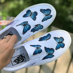 Butterfly Painted Shoes, Paint Shoes, Customised Vans