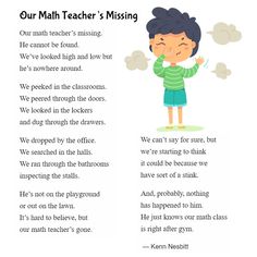 a poem with an image of a boy in green shirt and blue shorts, holding his hands