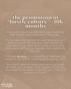 the definition of hustle culture's 10k nourishment info sheet