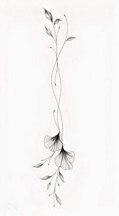 a black and white drawing of a flower with long stems coming out of it's petals