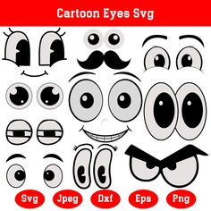 cartoon eyes svg with different expressions and shapes for use in the game, which is also