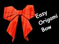 an origami bow is shown with the words easy origami bow on it