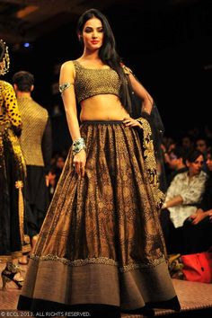 Black and gold lengha by  Shantanu Goenka at Lakme Fashion Week (LFW) Winter/Festive 2013