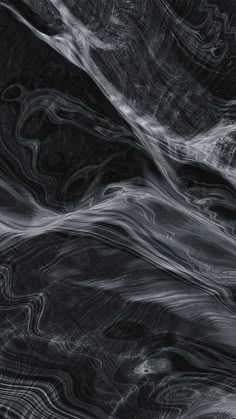 an abstract black and white painting with wavy lines