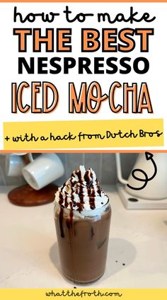 iced mocha with whipped cream and chocolate drizzle on the top is featured in this postcard