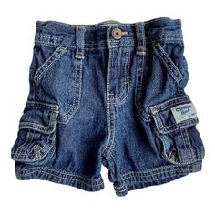 OshKosh medium wash denim cargo jean shorts. Elastic waistband, snap closure, 100% cotton. Size 6 months. #denim #jeans #shorts #jeanshorts #oshkosh #spring #summer #cotton #cargo #cargoshorts Denim Cargo Shorts With Pockets For Streetwear, Streetwear Denim Cargo Shorts With Pockets, Denim Blue Cargo Pocket Jean Shorts, Cargo Jean Shorts, Y2k Cotton Jean Shorts With Pockets, Y2k Denim Blue Shorts With Pockets, Denim Cargo Shorts, Surface Pattern Design Inspiration, Denim Cargo