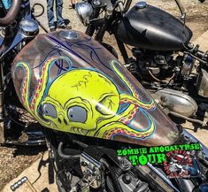 a motorcycle with an octopus painted on it